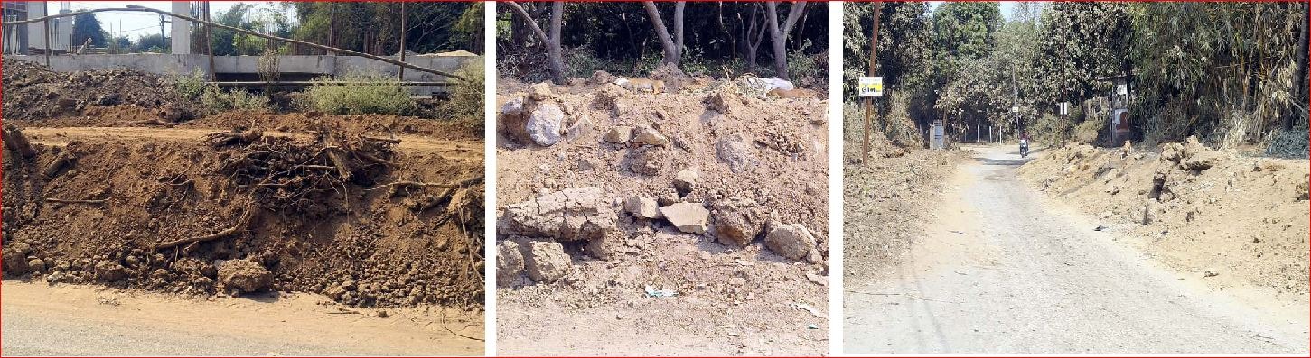 મોગરાવાડી- અબ્રામા રોડ પર માટી પુરાણમાં પથ્થરો અને વૃક્ષોના થડ-કચરાનો ઉપયોગ!