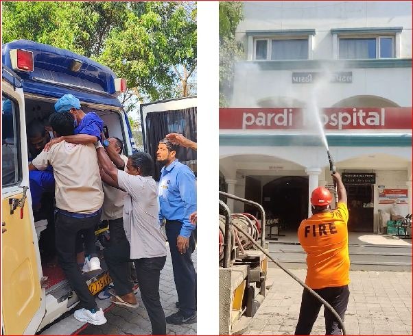 પારડી હોસ્પિટલમાં ફાયર સેફટી અંગે મોકડ્રિલ યોજાઈ